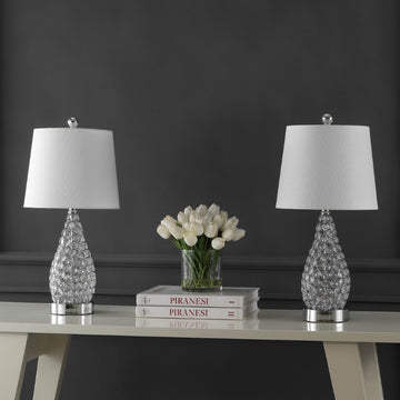 Lily 22.25" Midcentury Modern Iron LED Table Lamp with USB Charging Port - JONATHAN Y